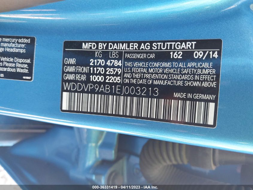 2014 MERCEDES-BENZ B-CLASS - WDDVP9AB1EJ003213