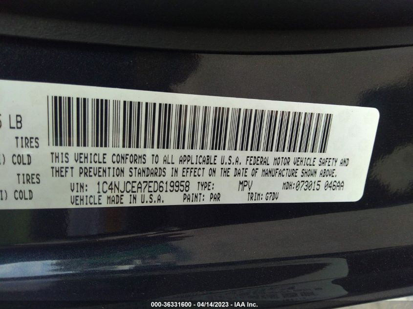 2014 JEEP COMPASS LATITUDE - 1C4NJCEA7ED619958