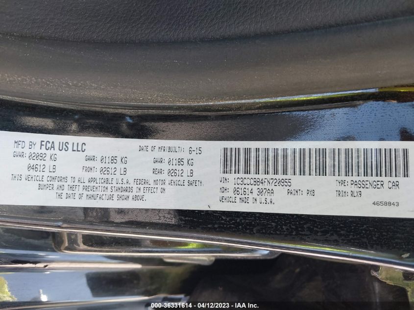 2015 CHRYSLER 200 S - 1C3CCCBB4FN720955