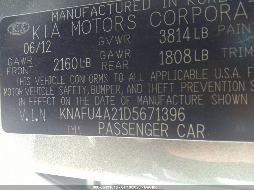 2013 KIA FORTE EX - KNAFU4A21D5671396