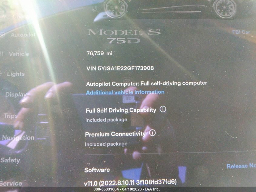 2016 TESLA MODEL S 90D/70D/75D/60D/85D - 5YJSA1E22GF173908