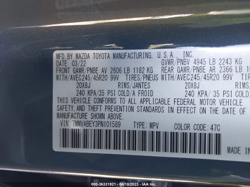 2023 MAZDA CX-50 2.5 TURBO PREMIUM PLUS 7MMVABEY3PN101589