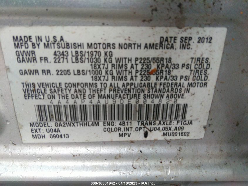 2013 MITSUBISHI OUTLANDER SPORT SE - 4A4AP4AU9DE004820