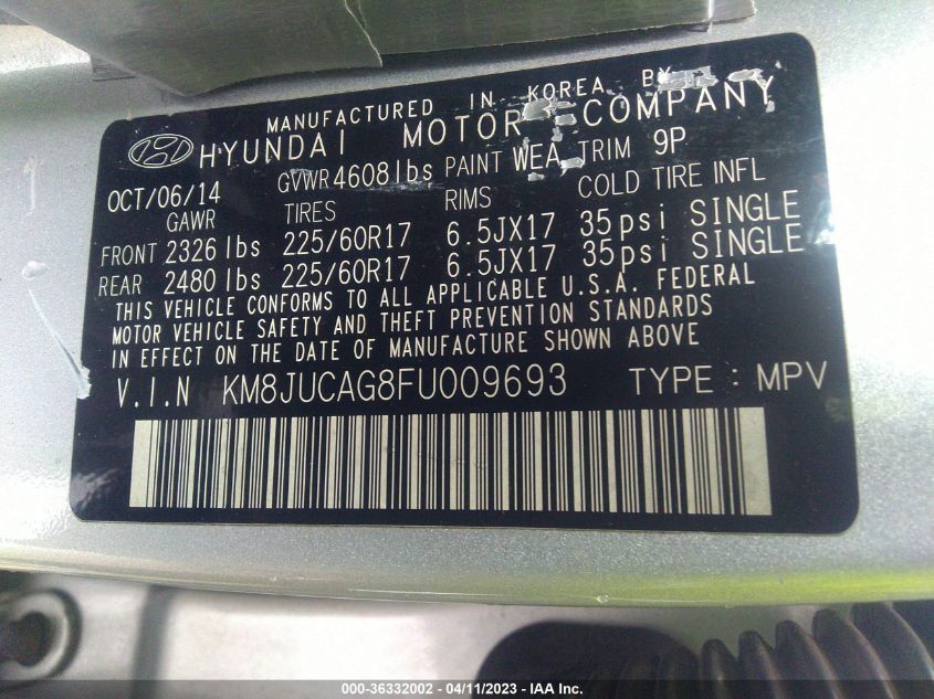 2015 HYUNDAI TUCSON SE - KM8JUCAG8FU009693