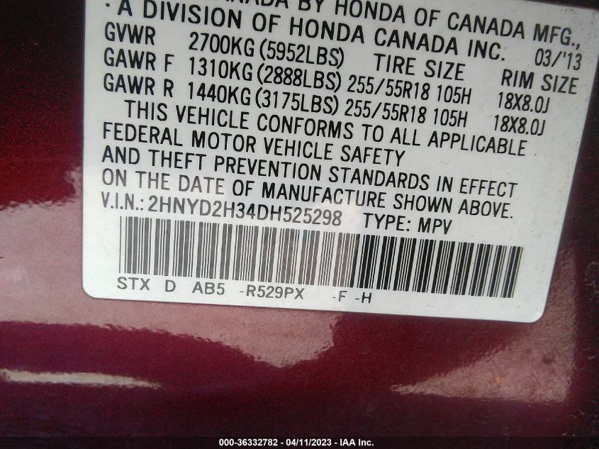 2013 ACURA MDX TECH PKG - 2HNYD2H34DH525298