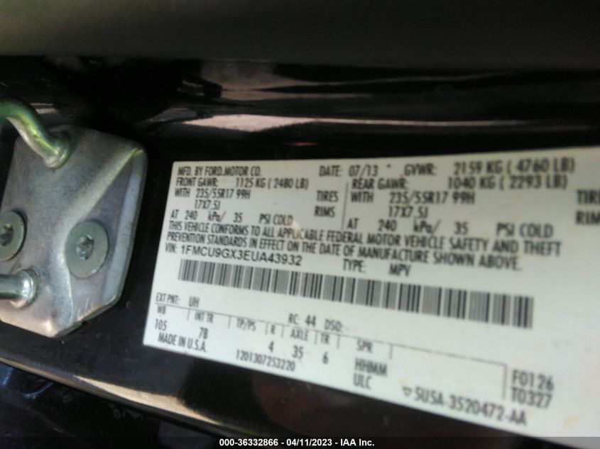 2014 FORD ESCAPE SE - 1FMCU9GX3EUA43932