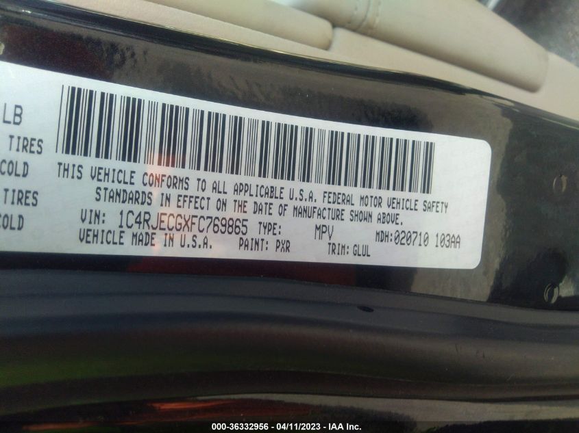 2015 JEEP GRAND CHEROKEE OVERLAND - 1C4RJECGXFC769865