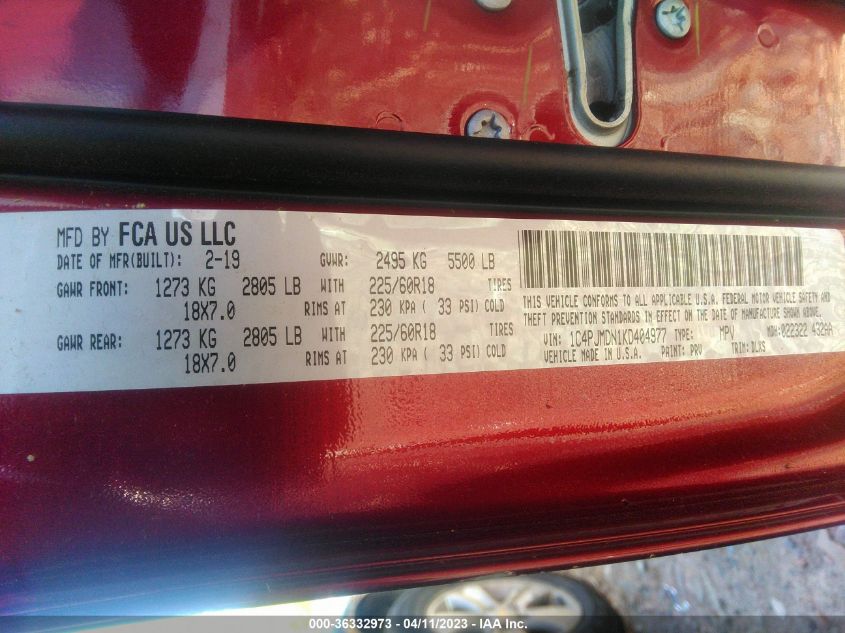 2019 JEEP CHEROKEE LIMITED - 1C4PJMDN1KD404977
