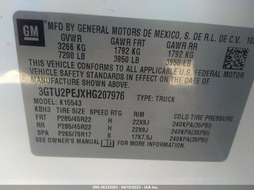 2017 GMC SIERRA 1500 DENALI - 3GTU2PEJXHG207976