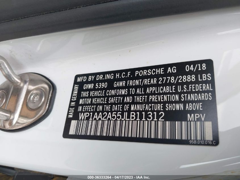 2018 PORSCHE MACAN - WP1AA2A55JLB11312