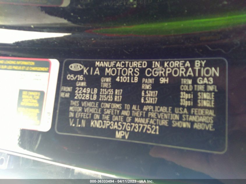 2016 KIA SOUL + - KNDJP3A57G7377521