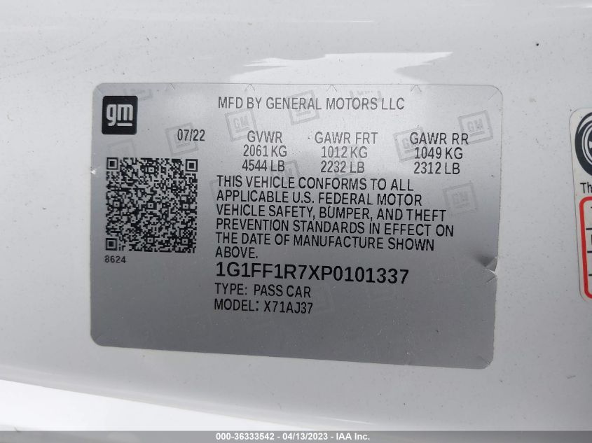 2023 CHEVROLET CAMARO 1SS - 1G1FF1R7XP0101337