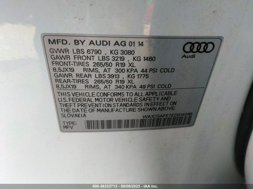 2014 AUDI Q7 3.0T PREMIUM - WA1CGAFE7ED014098