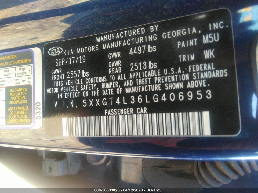 2020 KIA OPTIMA S - 5XXGT4L36LG406953