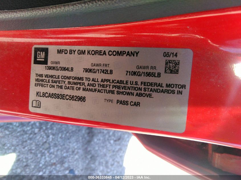2014 CHEVROLET SPARK LS - KL8CA6S93EC562966