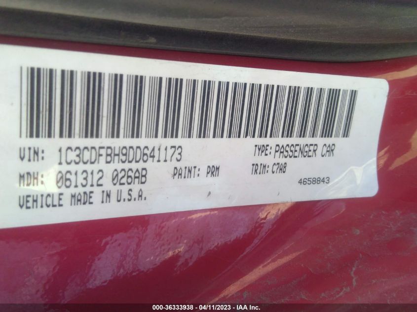 2013 DODGE DART RALLYE - 1C3CDFBH9DD641173
