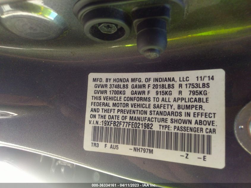 2015 HONDA CIVIC SEDAN SE - 19XFB2F77FE021982