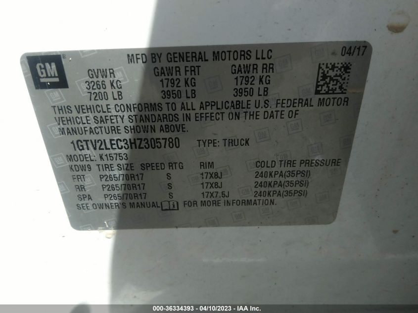 2017 GMC SIERRA 1500 - 1GTV2LEC3HZ305780