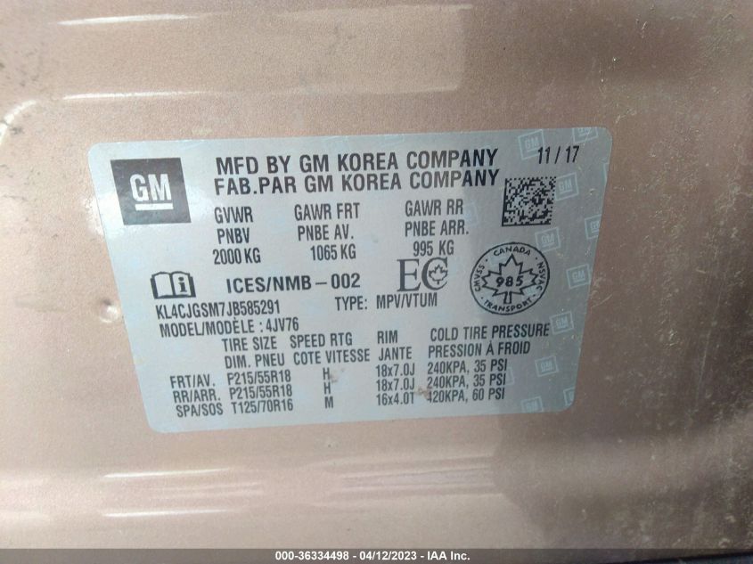 2018 BUICK ENCORE ESSENCE - KL4CJGSM7JB585291