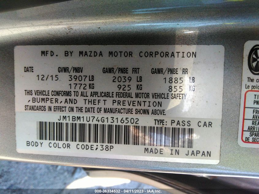 2016 MAZDA MAZDA3 I SPORT - JM1BM1U74G1316502