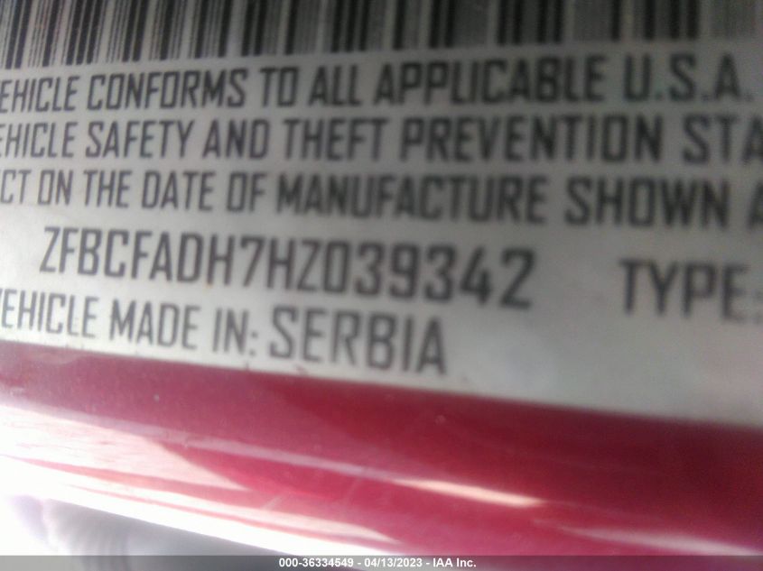 2017 FIAT 500L TREKKING - ZFBCFADH7HZ039342