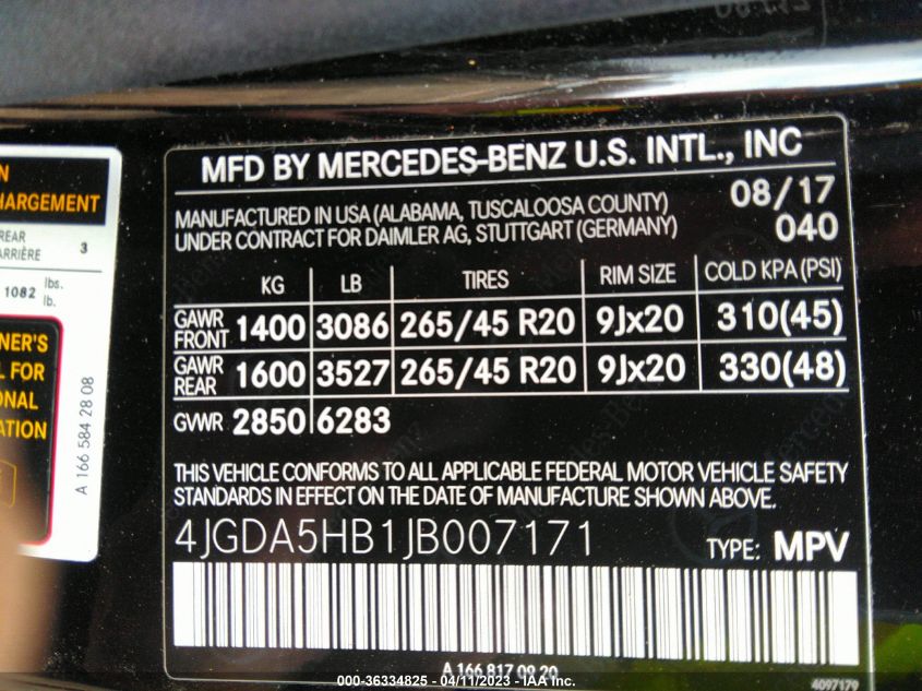 2018 MERCEDES-BENZ GLE GLE 350 - 4JGDA5HB1JB007171