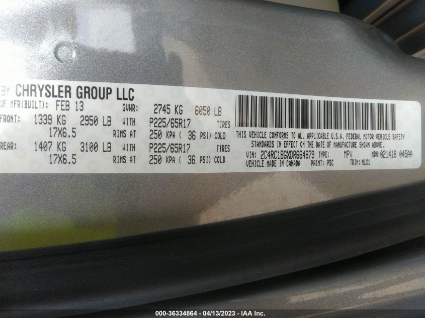2013 CHRYSLER TOWN & COUNTRY TOURING - 2C4RC1BGXDR664879