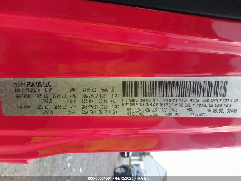 2018 JEEP WRANGLER UNLIMITED SPORT - 1C4HJXDN1JW268083