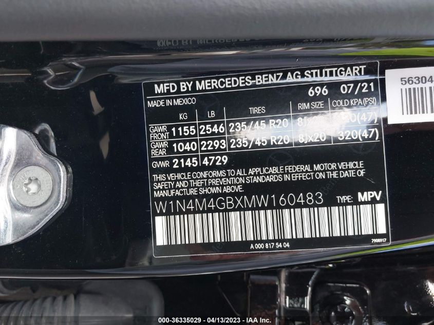 2021 MERCEDES-BENZ GLB GLB 250 - W1N4M4GBXMW160483