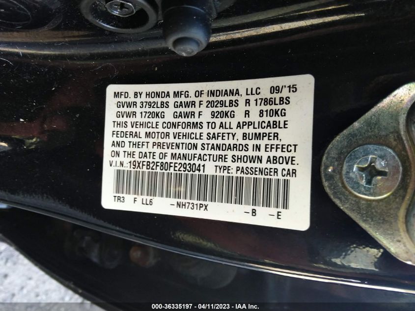 2015 HONDA CIVIC SEDAN EX - 19XFB2F80FE293041