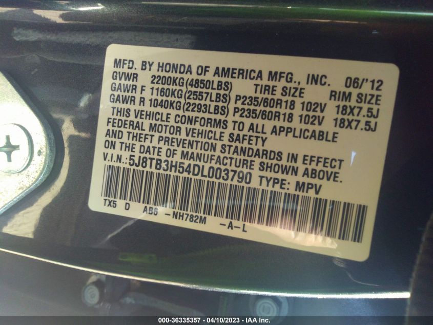 2013 ACURA RDX TECH PKG - 5J8TB3H54DL003790