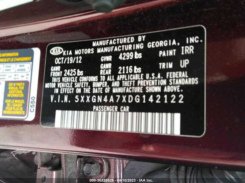 2013 KIA OPTIMA EX - 5XXGN4A7XDG142122
