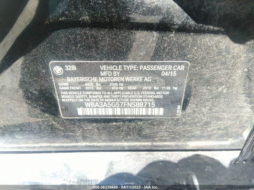 2015 BMW 3 SERIES 328I - WBA3A5G57FNS88715