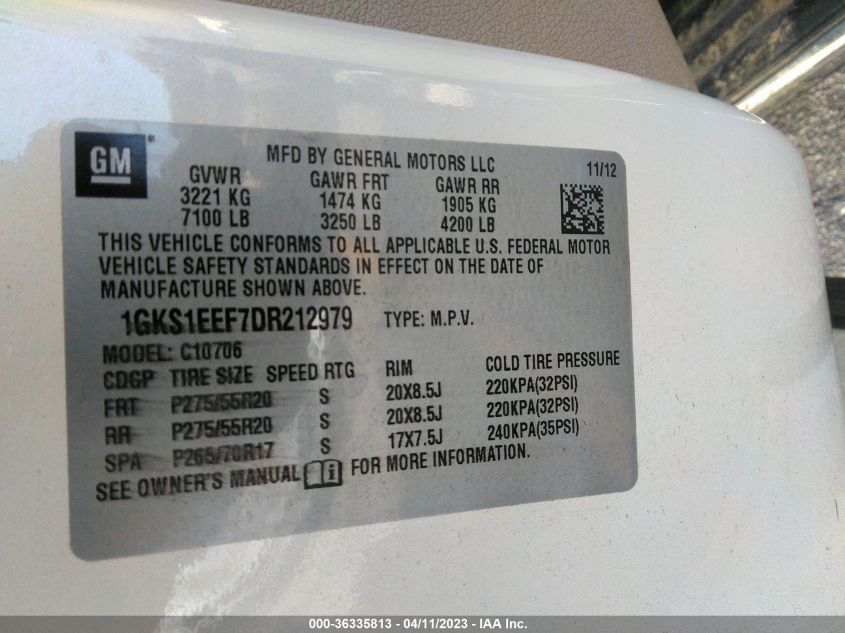 2013 GMC YUKON DENALI - 1GKS1EEF7DR212979