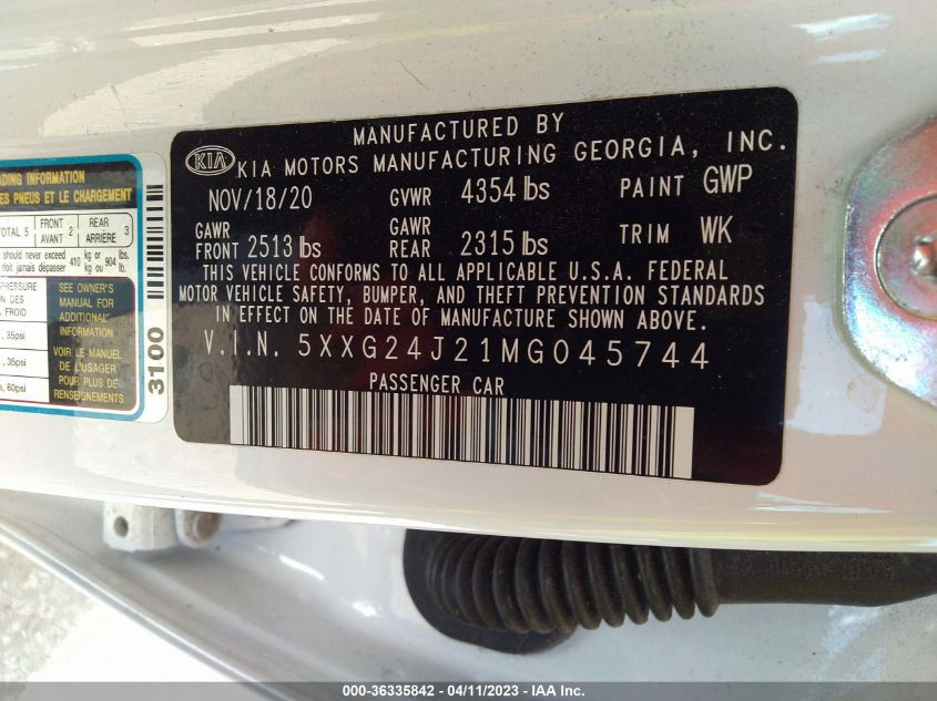2021 KIA K5 LX - 5XXG24J21MG045744