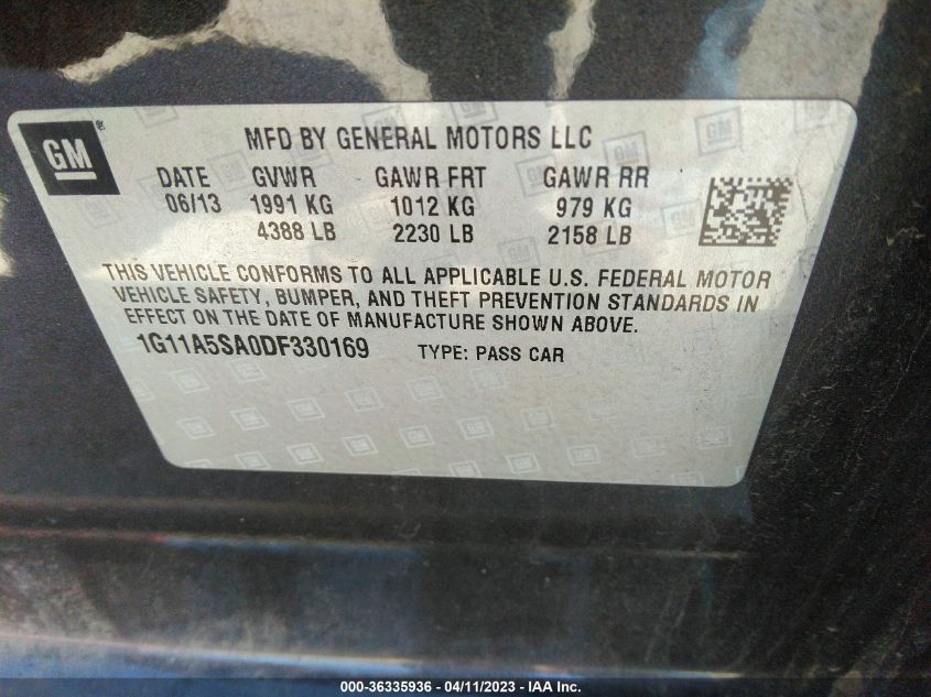2013 CHEVROLET MALIBU LS - 1G11A5SA0DF330169