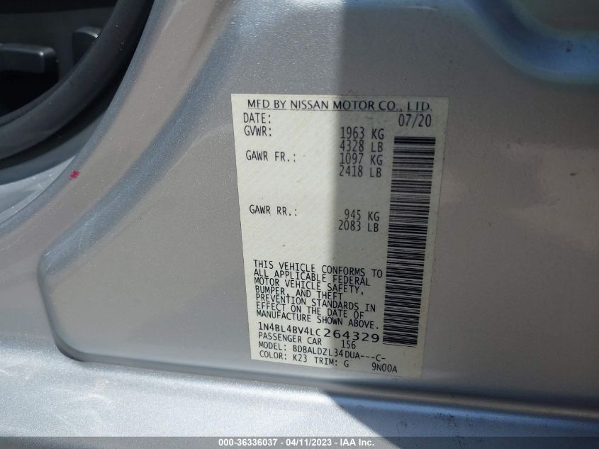 2020 NISSAN ALTIMA 2.5 S - 1N4BL4BV4LC264329