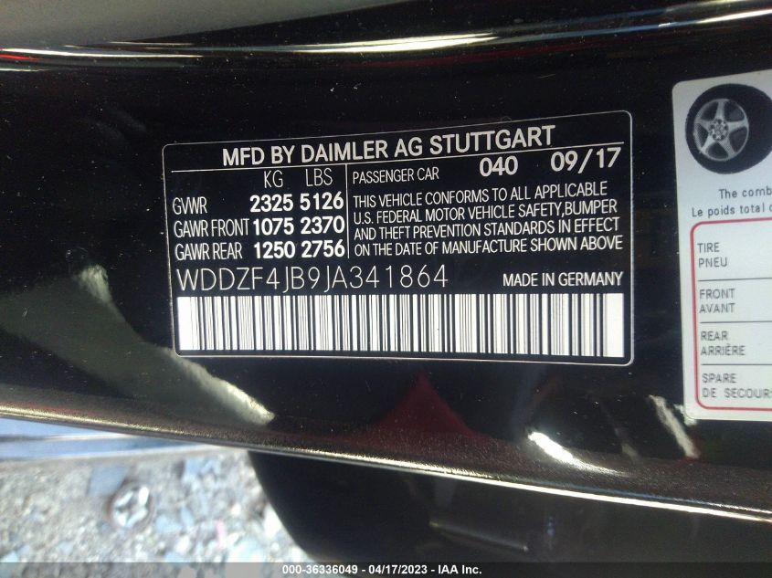 2018 MERCEDES-BENZ E-CLASS E 300 - WDDZF4JB9JA341864