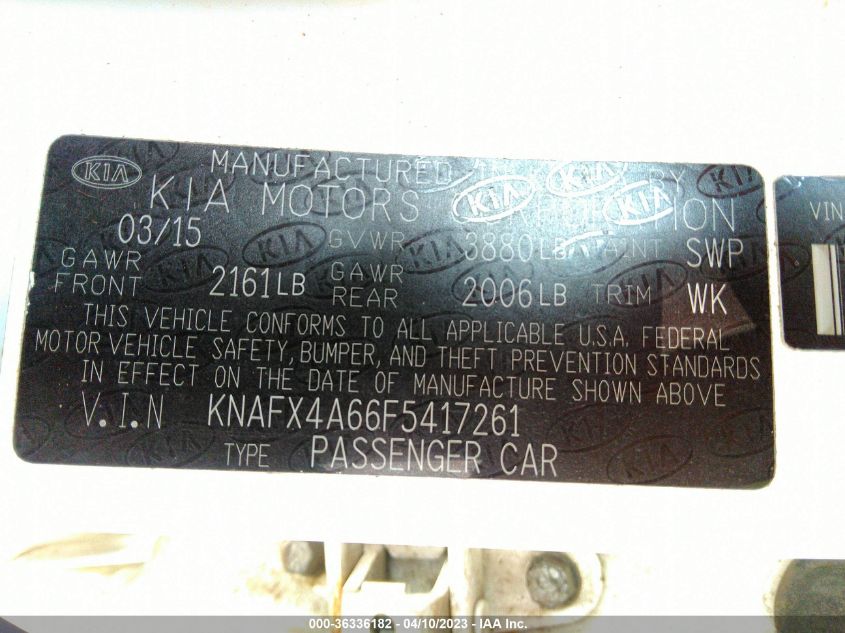 2015 KIA FORTE LX - KNAFX4A66F5417261