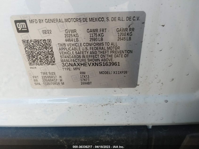 2022 CHEVROLET EQUINOX LS - 3GNAXHEVXNS163961