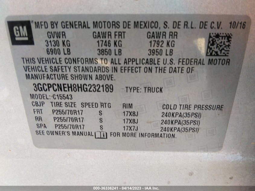 2017 CHEVROLET SILVERADO 1500 LS - 3GCPCNEH8HG232189
