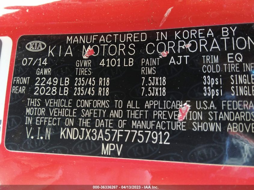 2015 KIA SOUL ! - KNDJX3A57F7757912