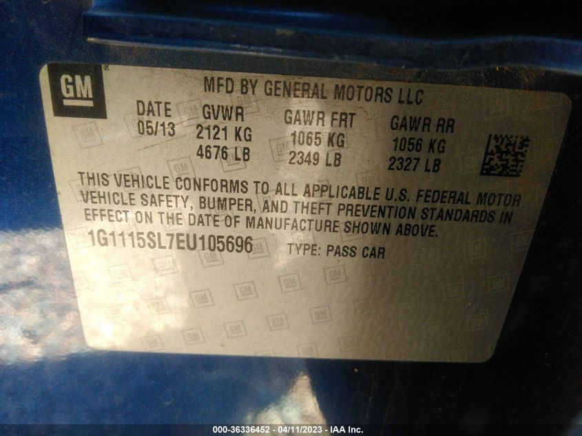 2014 CHEVROLET IMPALA LT - 1G1115SL7EU105696