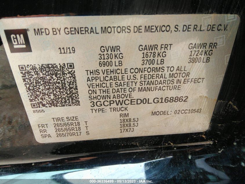 2020 CHEVROLET SILVERADO 1500 LT - 3GCPWCED0LG168862