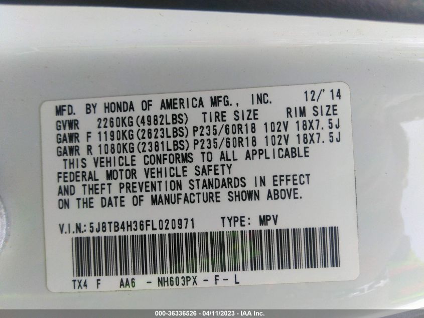 2015 ACURA RDX - 5J8TB4H36FL020971