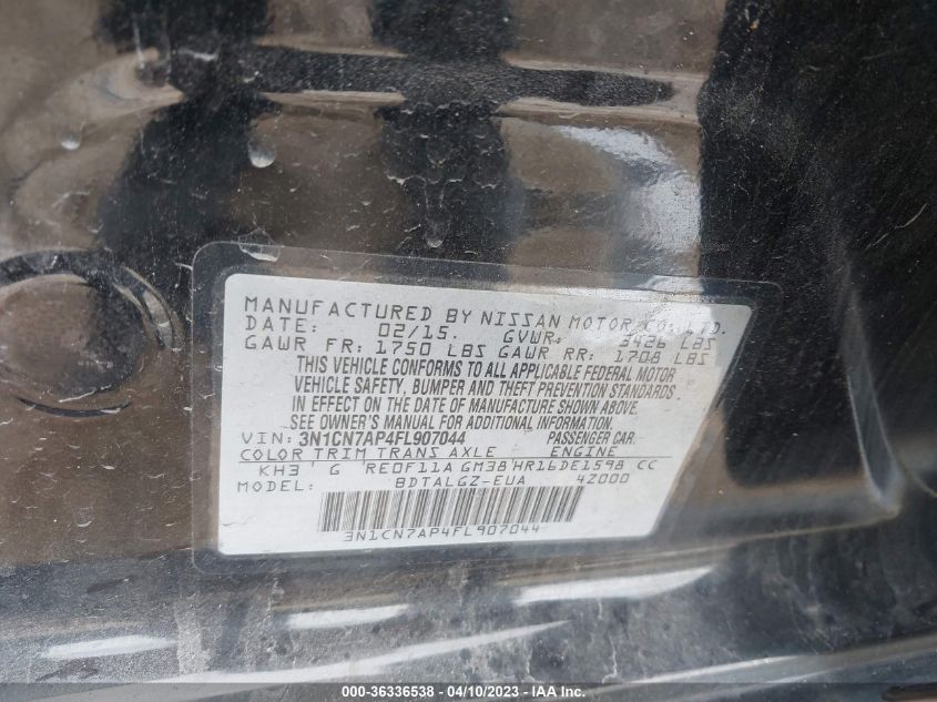2015 NISSAN VERSA SL - 3N1CN7AP4FL907044