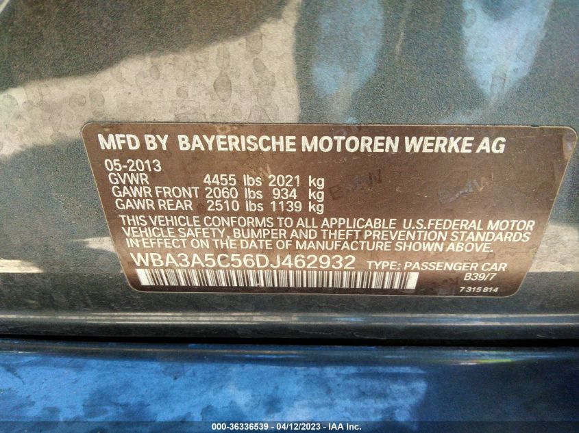 2013 BMW 3 SERIES 328I - WBA3A5C56DJ462932
