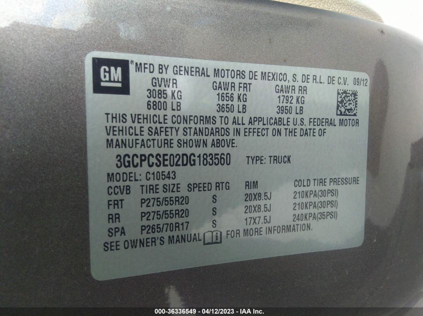 2013 CHEVROLET SILVERADO 1500 LT - 3GCPCSE02DG183560