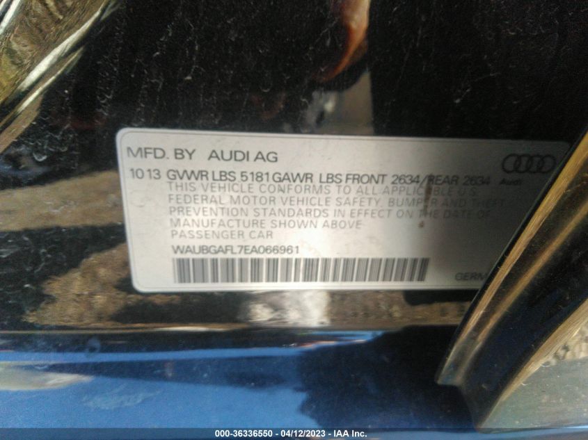 2014 AUDI S4 PREMIUM PLUS WAUBGAFL7EA066961