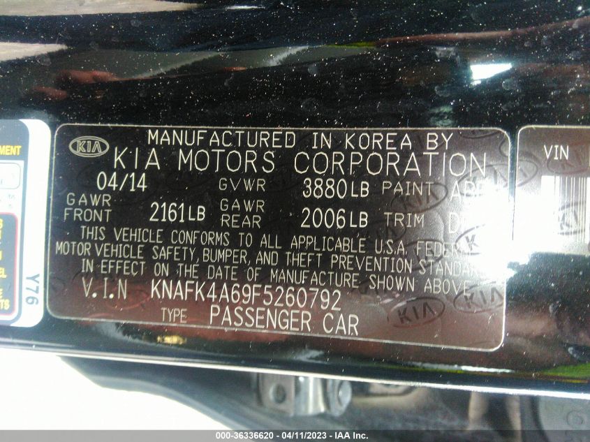 2015 KIA FORTE LX - KNAFK4A69F5260792